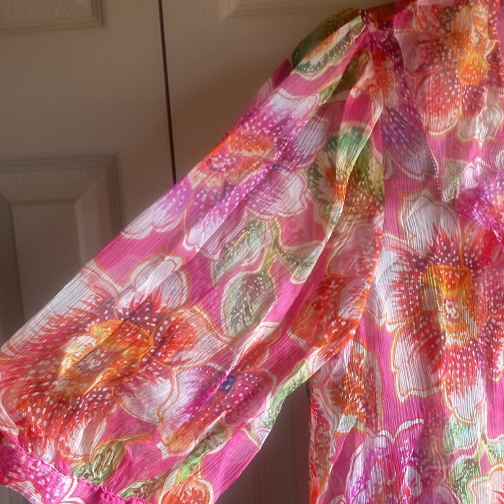 Johnny Was-Jade Collection NWT MARCIA Romantic Silk Floral Ruffle BlouseCami Set - Picture 10 of 16